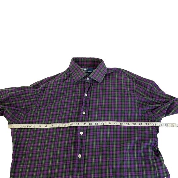Mens Polo Ralph Lauren Regent Long Sleeve Button Up Shirt Sz L Purple Plaid - Picture 6 of 7
